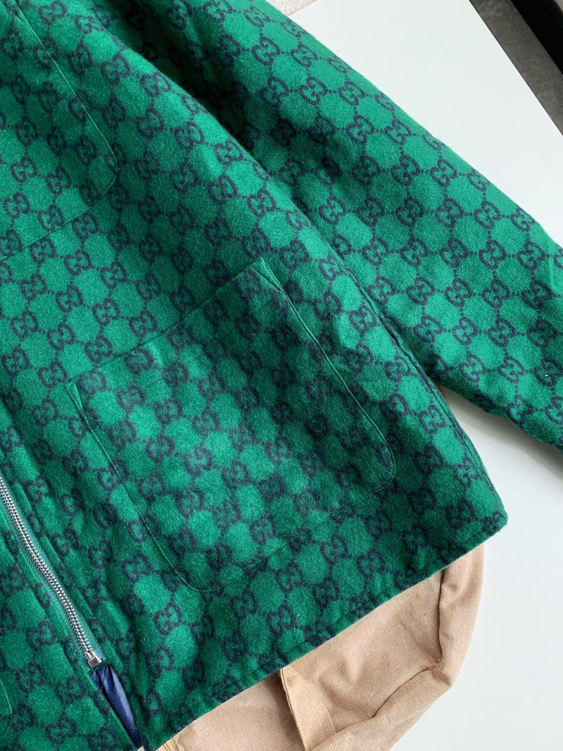 Gucci - Veste bomber en laine monogramme GG Vert