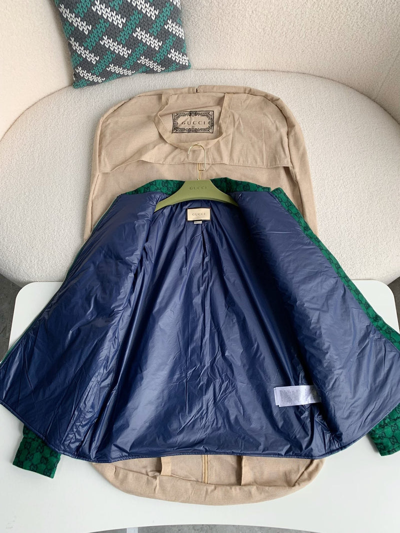 Gucci - Veste bomber en laine monogramme GG Vert