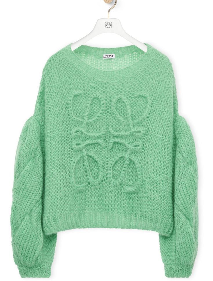 Loewe - Pull oversize en mohair mélangé Anagram Vert