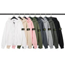 Stone Island - Sweat zip à capuche avec patch Blanc/Beige/Rose/Kaki/Bleu/Gris Clair/Gris Foncée/Noir