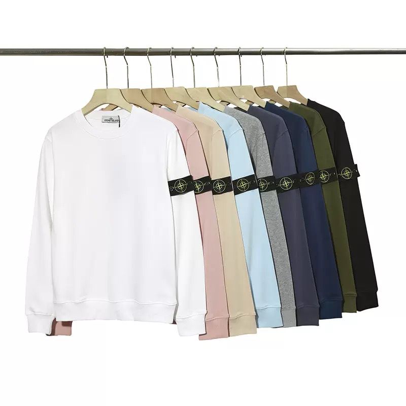 Stone Island - Sweat avec patch Blanc/Rose/Beige/Bleu ciel/Gris Clair/Gris Foncée/Bleu Marine/Kaki/Noir