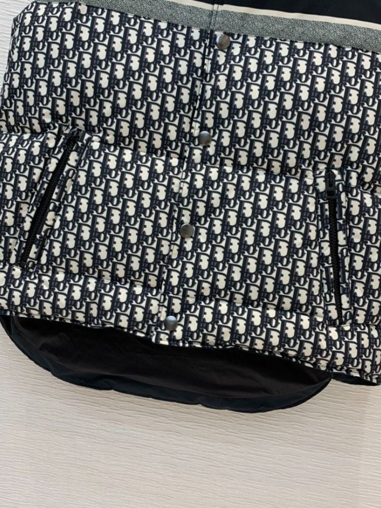 Dior - Doudoune sans manche avec logo monogramme Bleu Marine Blanc