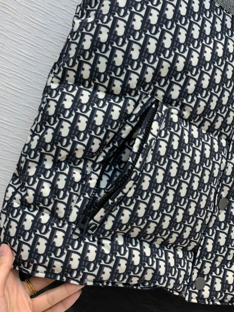 Dior - Doudoune sans manche avec logo monogramme Bleu Marine Blanc