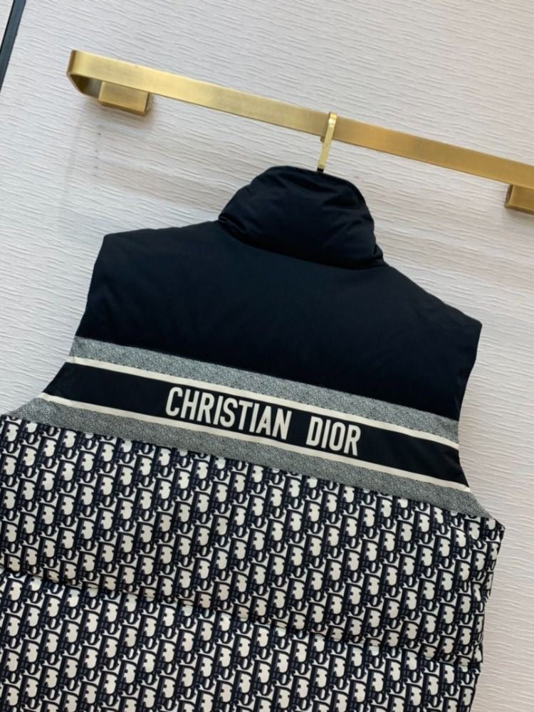 Dior - Doudoune sans manche avec logo monogramme Bleu Marine Blanc