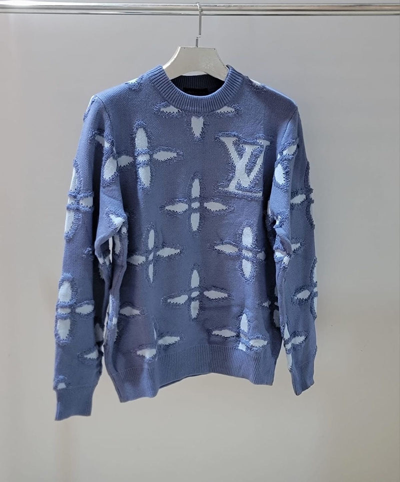 Louis Vuitton - Pull en laine logo LV Bleu Clair