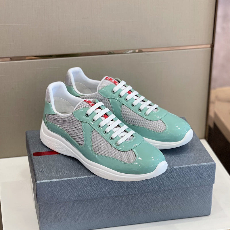 Baskets Prada America’s Cup en tissu Bike Turquoise