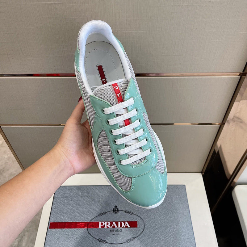 Baskets Prada America’s Cup en tissu Bike Turquoise
