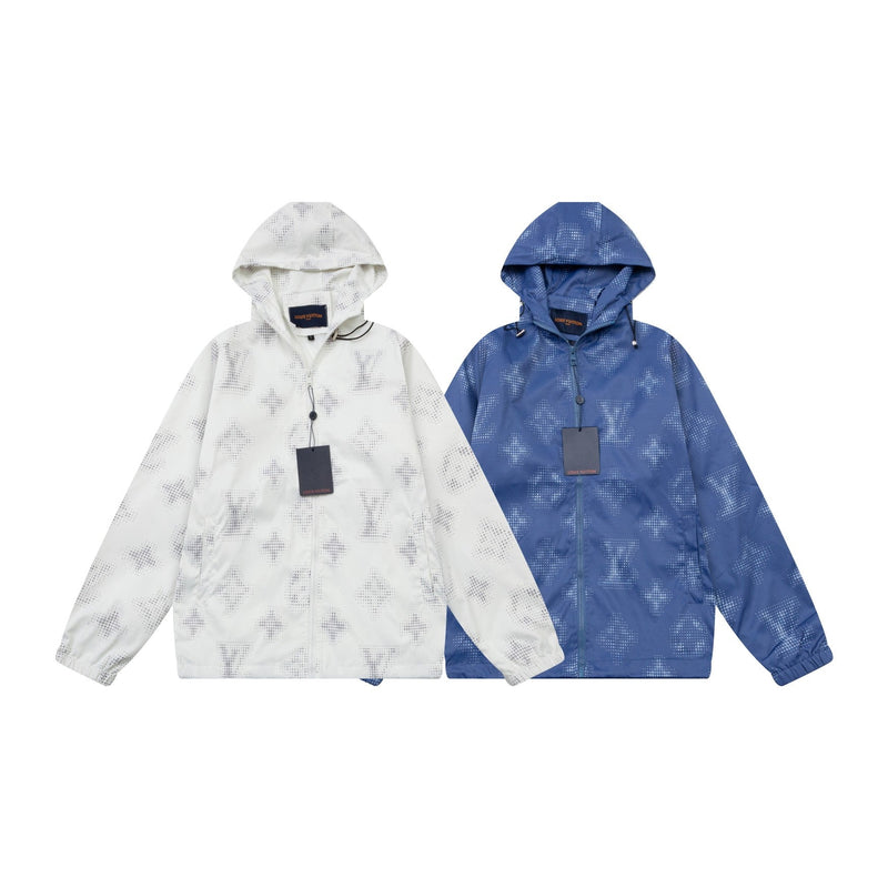 Louis Vuitton - Veste à capuche monogramme LV Blanc/Bleu