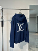 Louis Vuitton - Sweat à capuche motif LV à l’avant et arrière Bleu Nuit