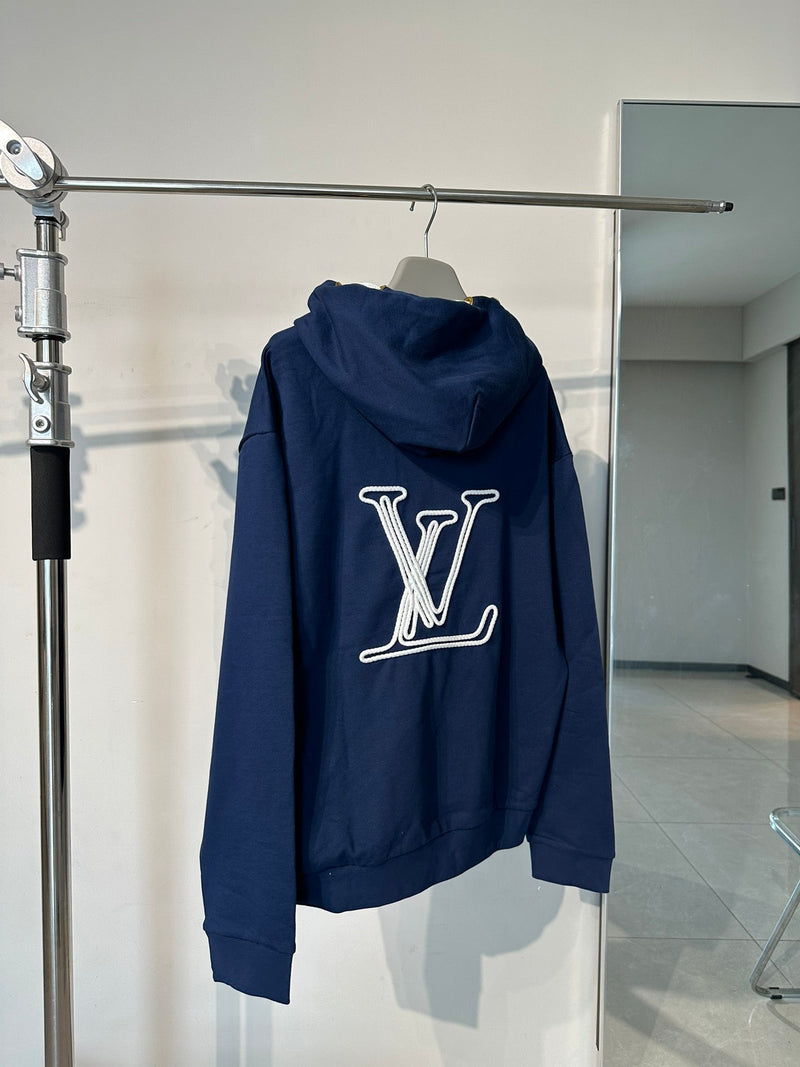 Louis Vuitton - Sweat à capuche motif LV à l’avant et arrière Bleu Nuit
