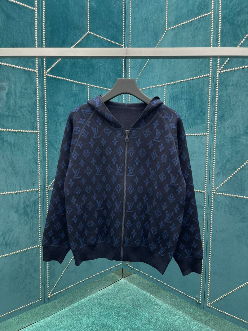 Louis Vuitton - Veste à capuche  monogramme LV Bleu Marine