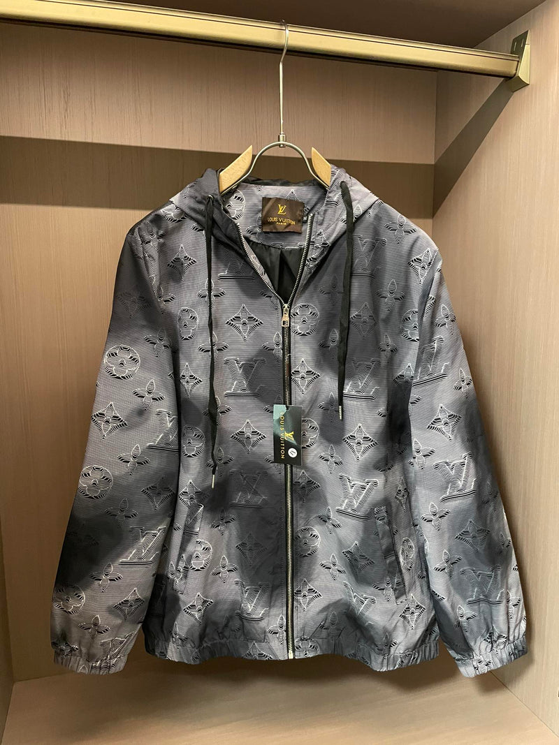 Louis Vuitton - Veste a capuche monogramme LV Gris Clair et Gris Foncée