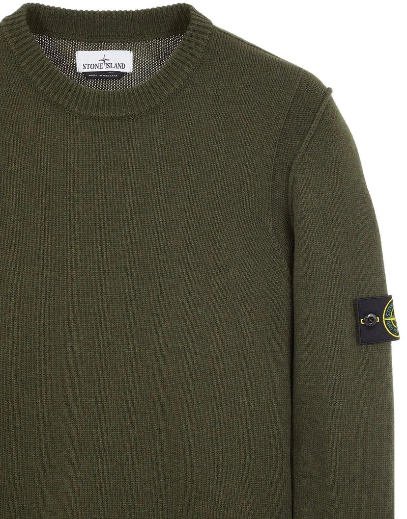 Stone Island - Pull à col rond Tricot Vert Kaki