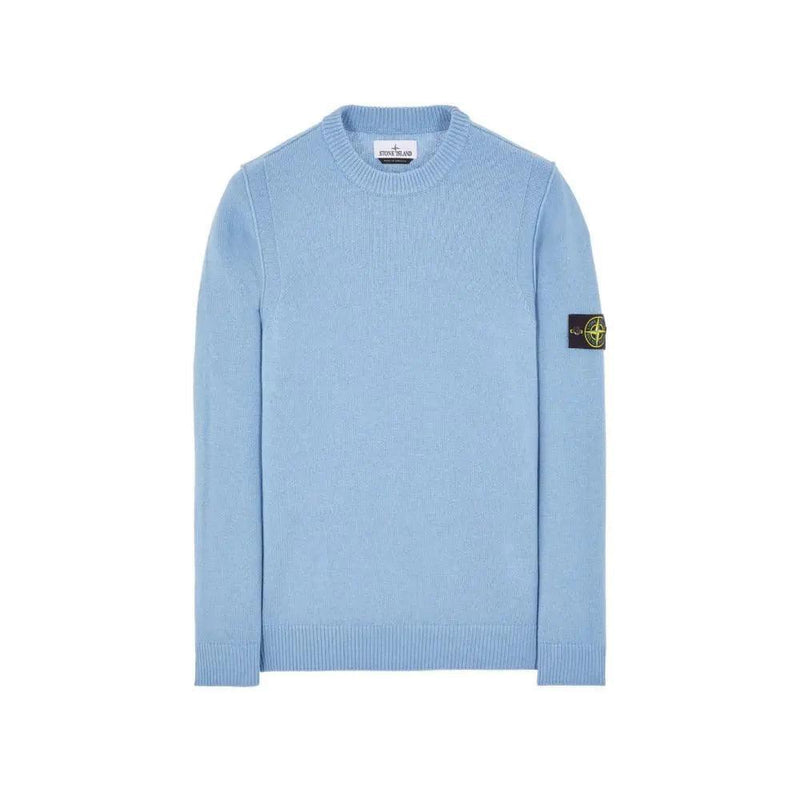 Stone Island - Pull en laine badge light blue