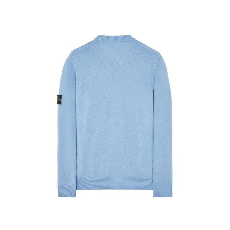 Stone Island - Pull en laine badge light blue