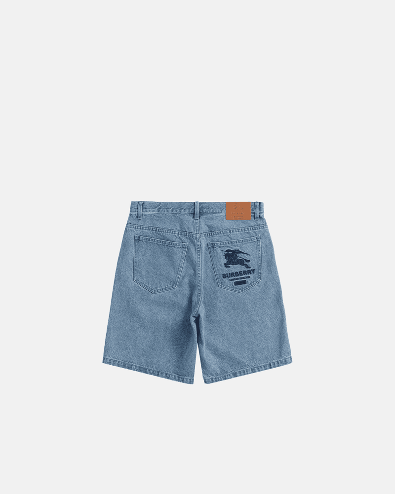 Burberry - Short en jean logo Burberry Brodé Bleu