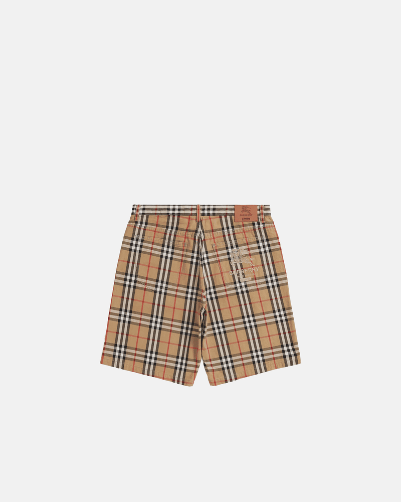 Burberry - Short en jean motif monogramme iconic Sable