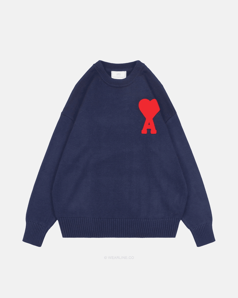 Ami Paris - Pull en laine Cœur Ami Rouge (4 coloris)