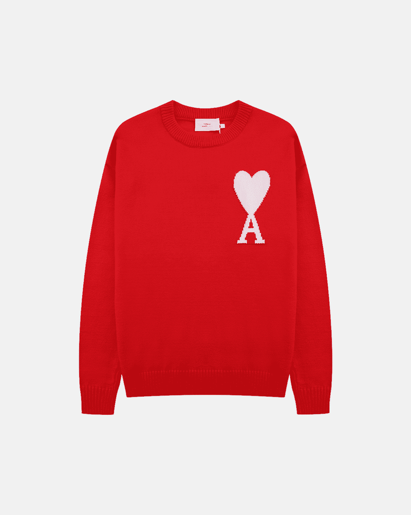 Ami Paris - Pull en laine gros cœur Ami Blanc (3 coloris)