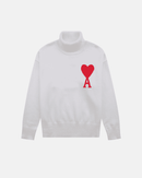 Ami Paris - Pull à col roulé gros cœur ami rouge (3 coloris)