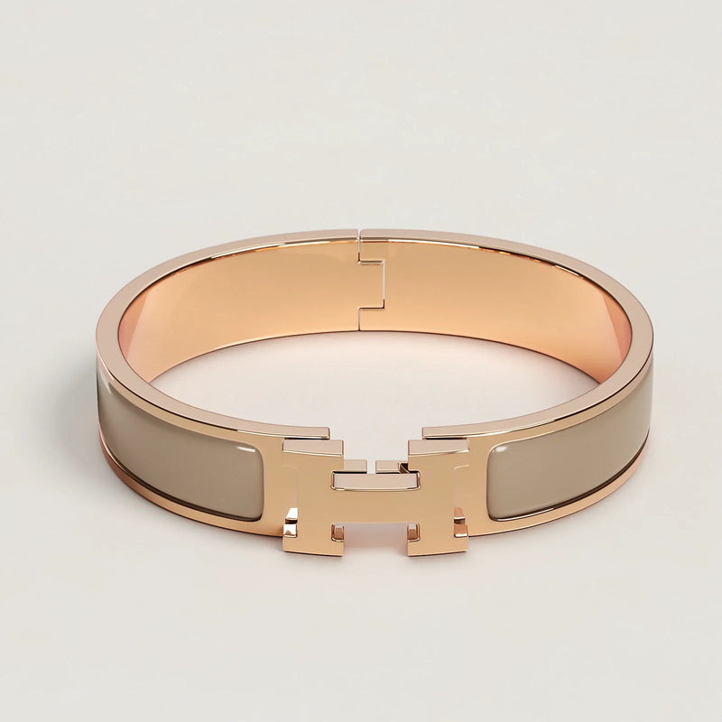 Hermès - Bracelet Clic H Marron Glacé Or Rose