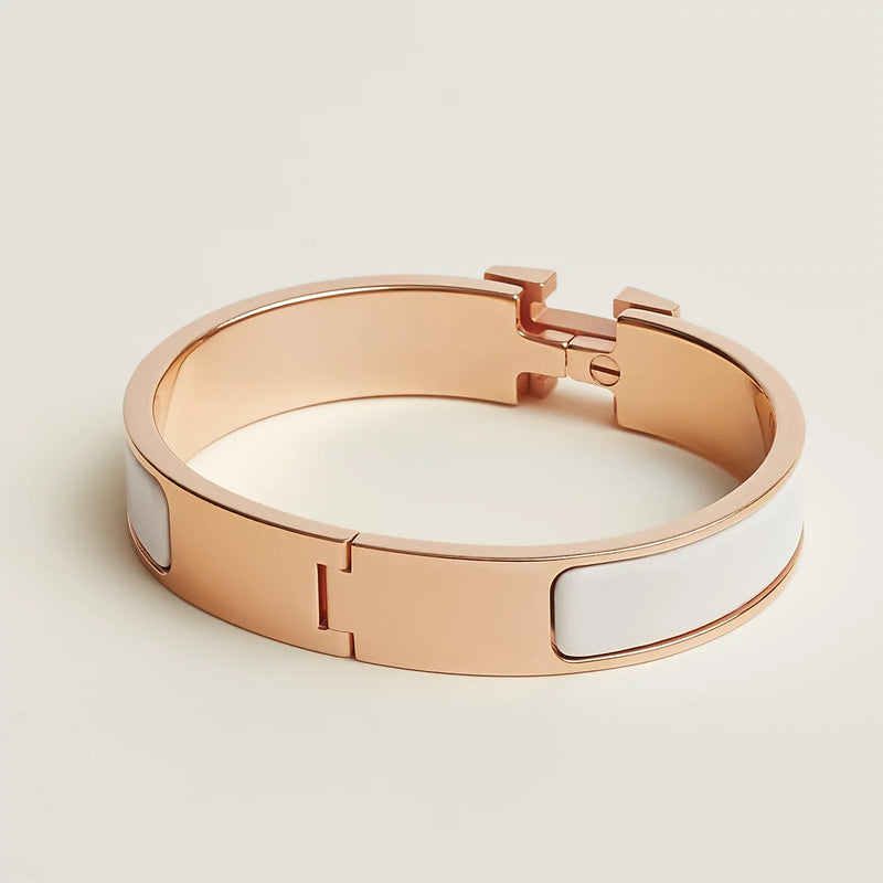 Hermès - Bracelet Clic H Blanc Or Rose