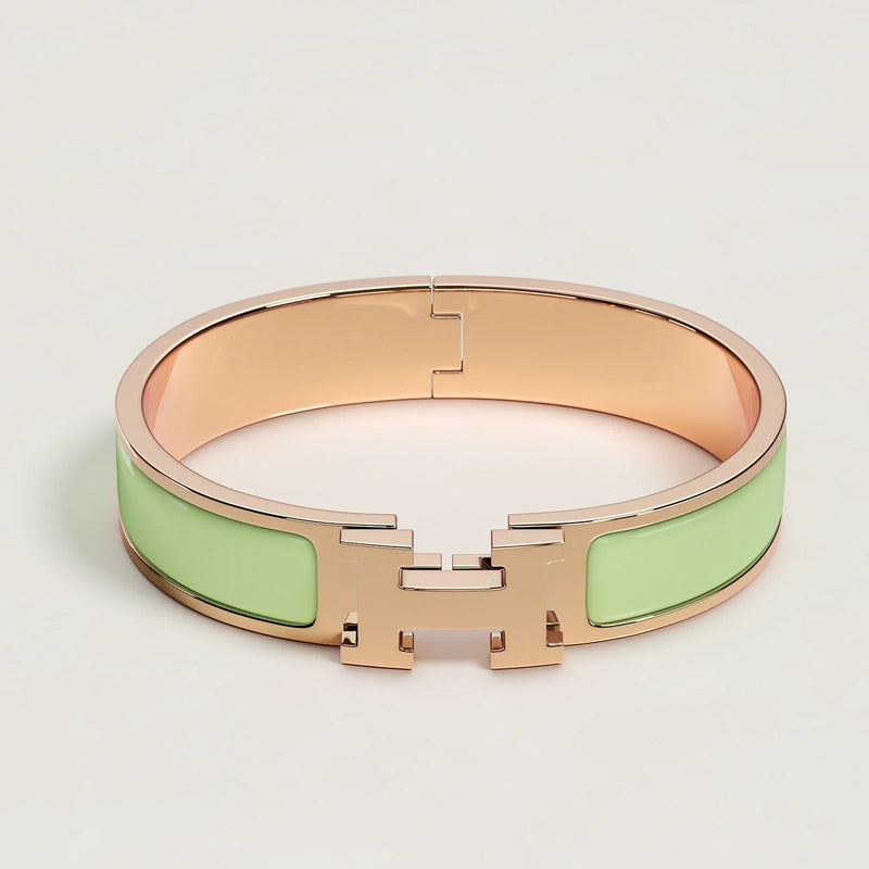 Hermès - Bracelet Clic H Vert Amande Or Rose