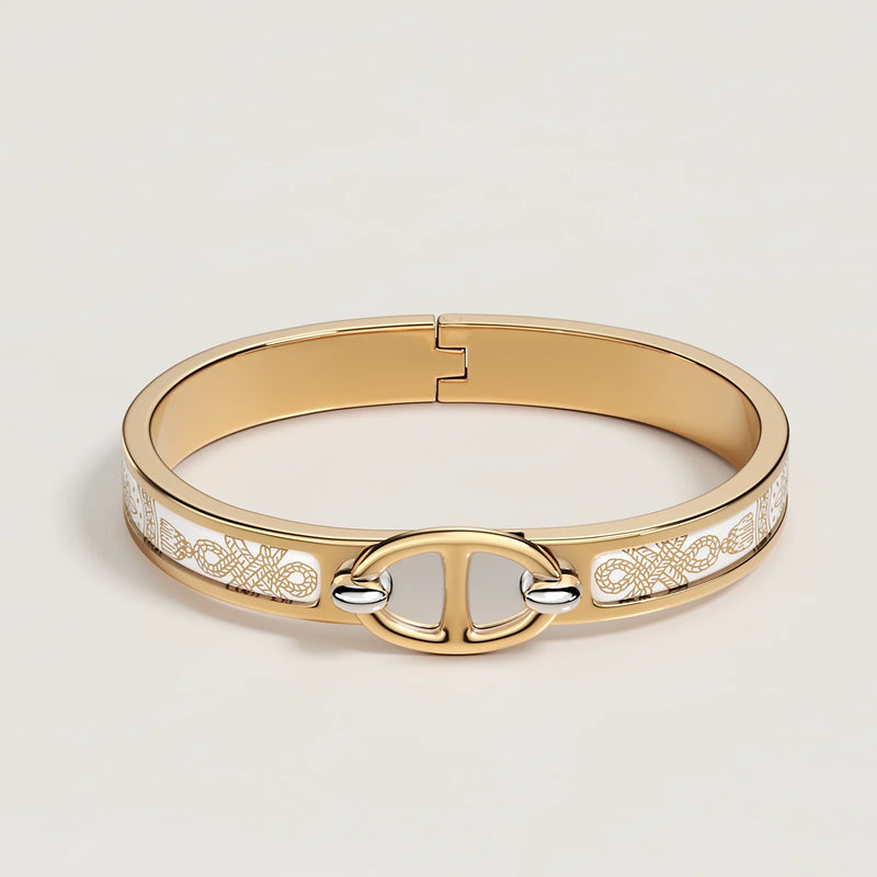 Hermès - Bracelet Mini Clic Chaîne d'Ancre Grand Apparat Blanc