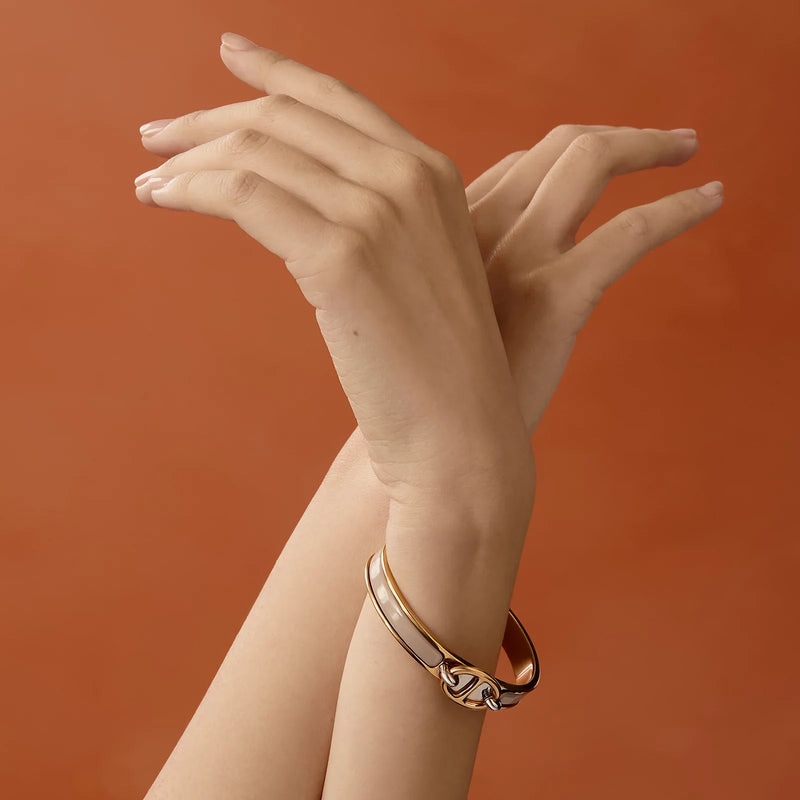 Hermès - Bracelet Mini Clic Chaîne d'Ancre Marron Glacé