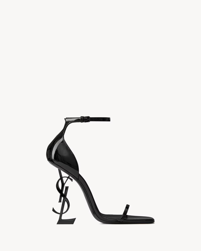 YSL - Opyum Sandales en Cuir Verni (Noir)