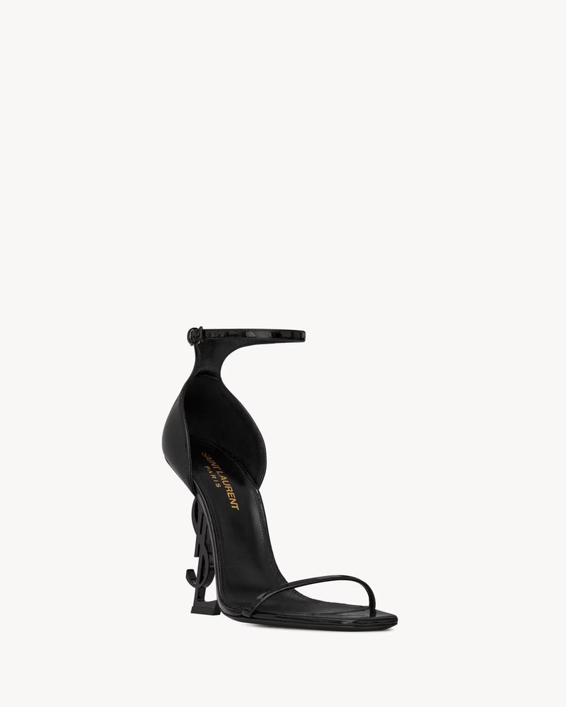 YSL - Opyum Sandales en Cuir Verni (Noir)