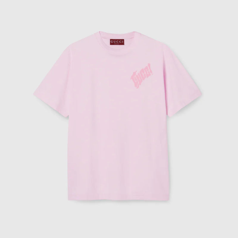 GUCCI - T-SHIRT EN JERSEY DE COTON IMPRIMÉ ROSE