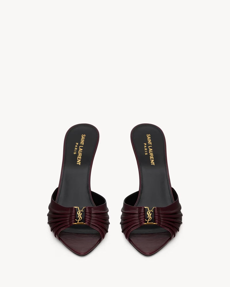 YSL - Babylone Mules en Cuir Lisse (Bordeaux)