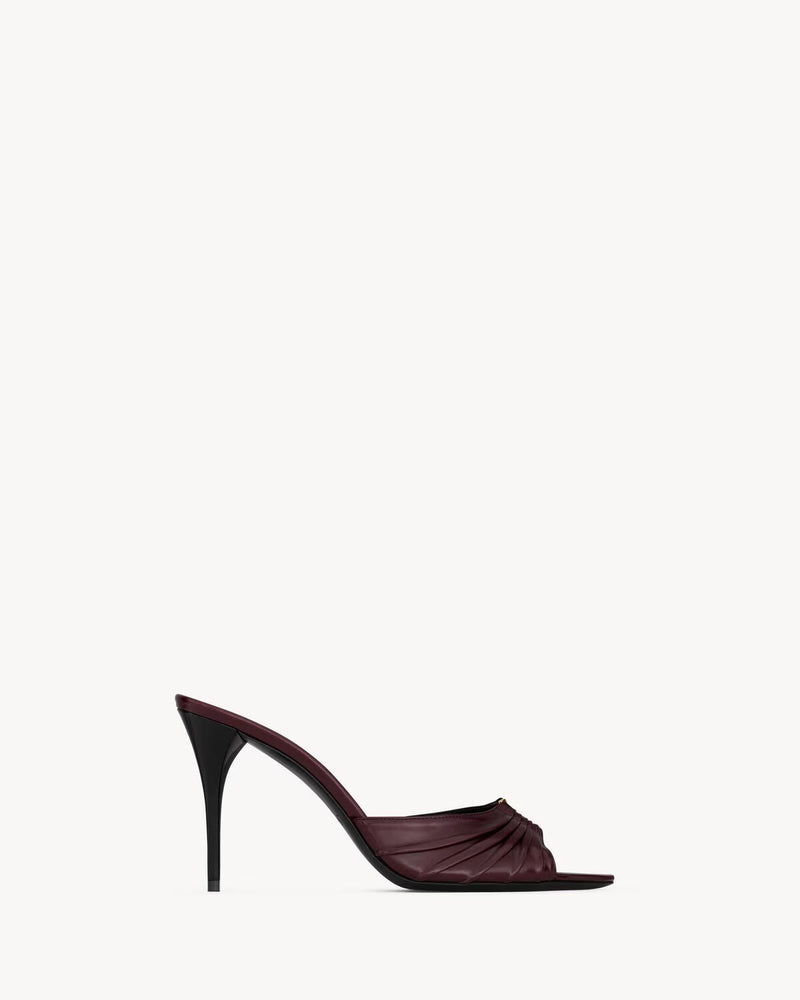 YSL - Babylone Mules en Cuir Lisse (Bordeaux)