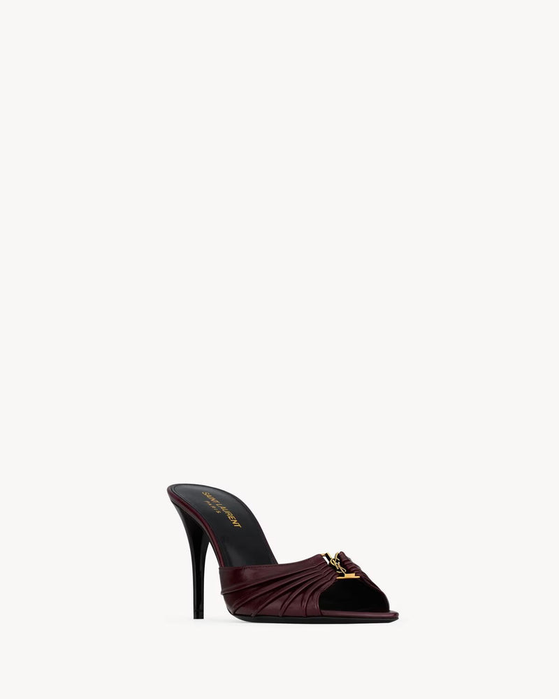 YSL - Babylone Mules en Cuir Lisse (Bordeaux)