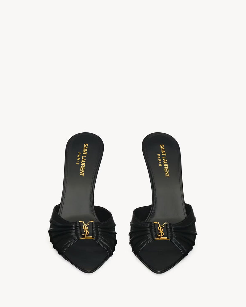 YSL - Babylone Mules en Cuir Lisse (Noir)