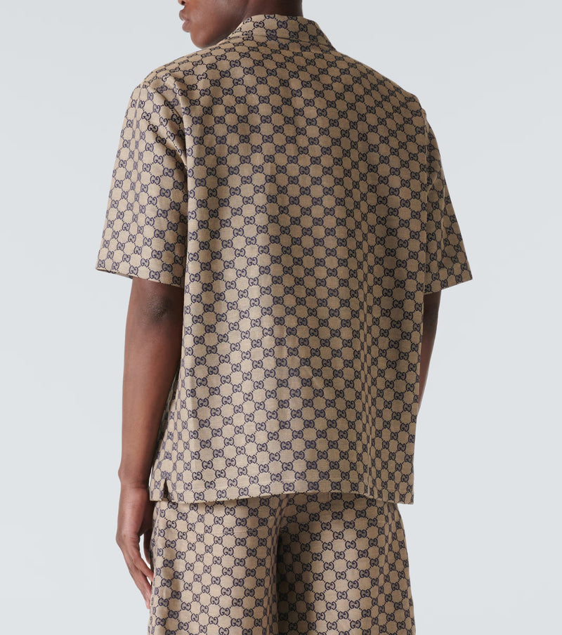 GUCCI - ENSEMBLE GG SHORT + CHEMISE en lin mélangé beige