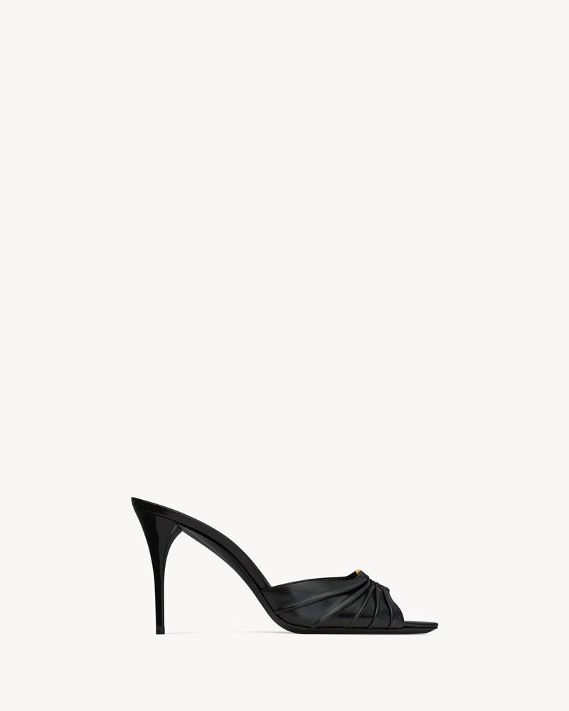 YSL - Babylone Mules en Cuir Lisse (Noir)