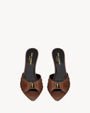 YSL - Babylone Mules en Cuir Lisse (Marron)