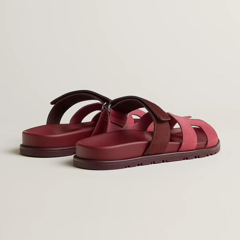 Hermès - Sandales Chypre Rose Pinson / Marron Palissandre