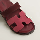 Hermès - Sandales Chypre Rose Pinson / Marron Palissandre