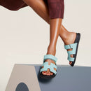 Hermès - Sandales Chypre Bleu Cristaux