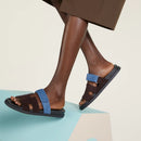 Hermès - Sandales Chypre Marron Ébène / Bleu Turquin