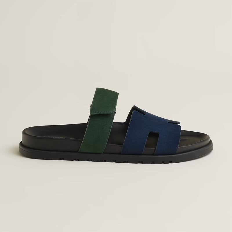 Hermès - Sandales Chypre Bleu Océan / Vert Bouteille