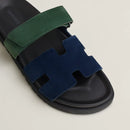 Hermès - Sandales Chypre Bleu Océan / Vert Bouteille