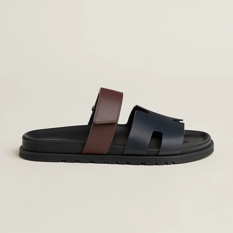 Hermès - Sandales Chypre Marine / Marron Palissandre