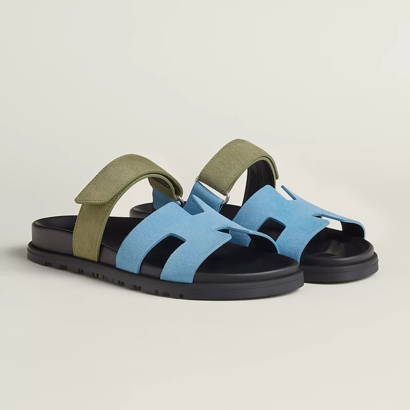 Hermès - Sandales Chypre Bleu Cameo / Vert Céladon