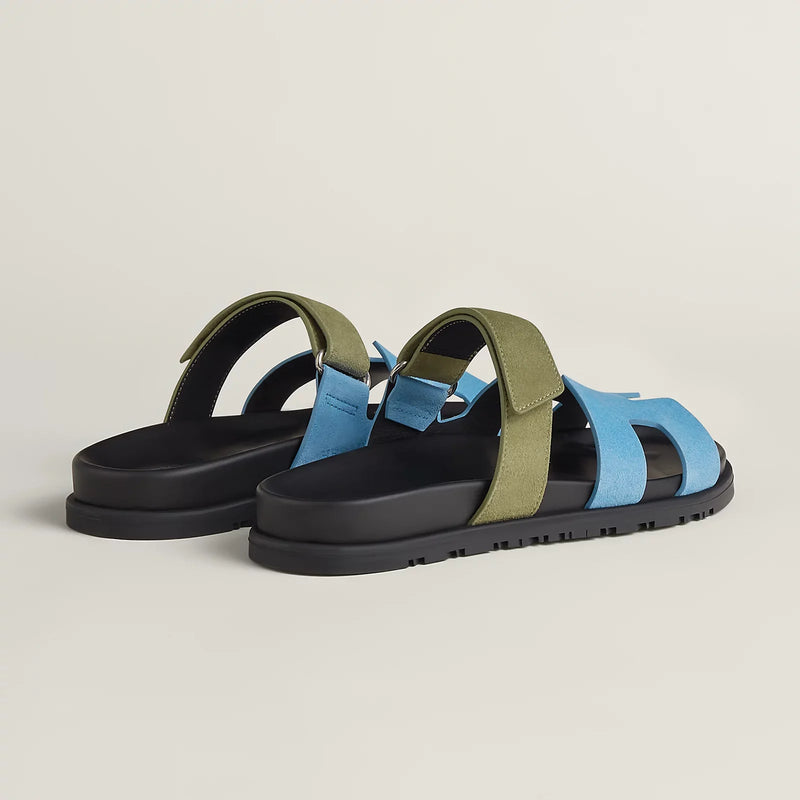 Hermès - Sandales Chypre Bleu Cameo / Vert Céladon