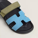 Hermès - Sandales Chypre Bleu Cameo / Vert Céladon