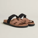 Hermès - Sandales Chypre Rose Perle / Noir